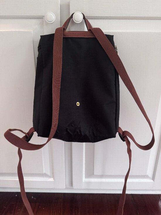 Longchamp Le Pliage Black Nylon Leather Backpack Authentic main image 4